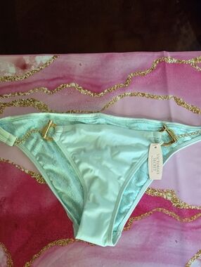 Victoria's Secret Green Bikini Bottom with Gold Chain Accents